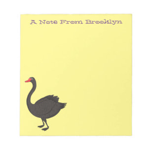 Black swan cartoon illustration notepad