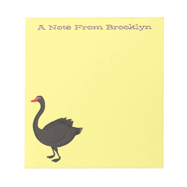 Black swan cartoon illustration notepad (Front)