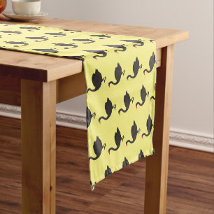 Black swan cartoon illustration short table runner