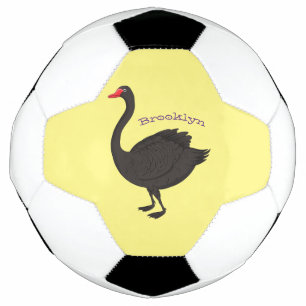 Black swan cartoon illustration  soccer ball
