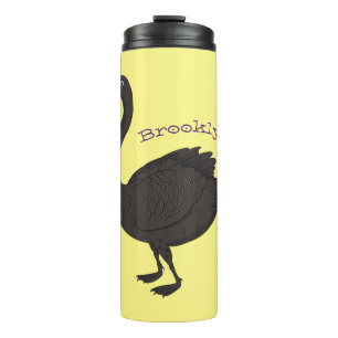 Black swan cartoon illustration thermal tumbler