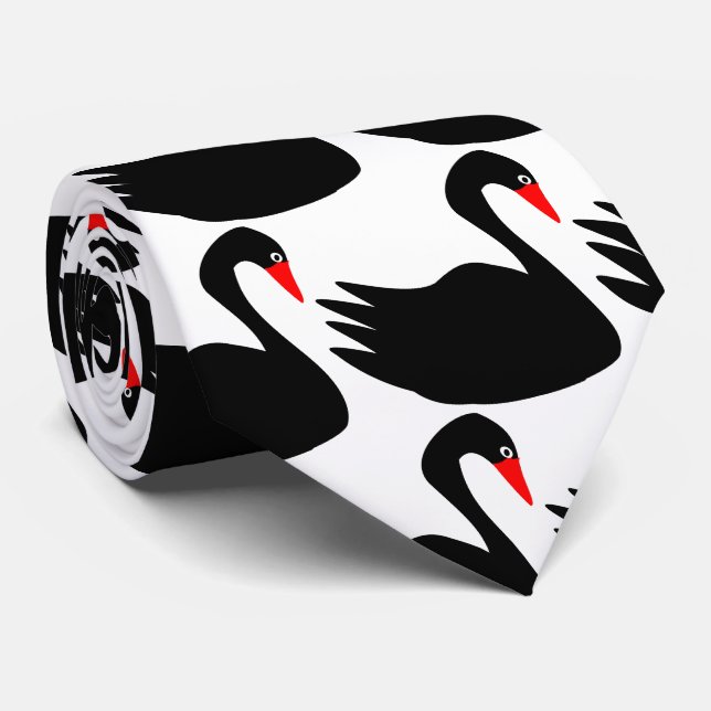 Black Swan Design Tie (Rolled)