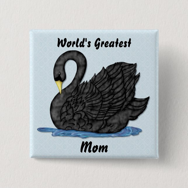 Black Swan for Mom 2 Inch Square Button (Front)