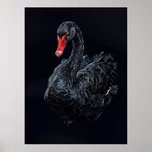Black Swan — Gothic Wildlife Impasto  Poster