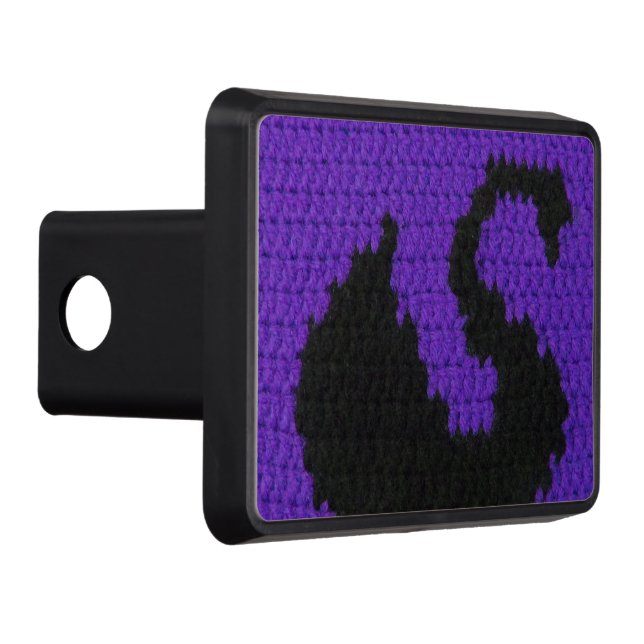 Black Swan Profile Purple Artisan Crochet Print Trailer Hitch Cover (Right)