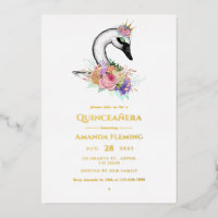 Black Swan Quinceañera Foil Invitation
