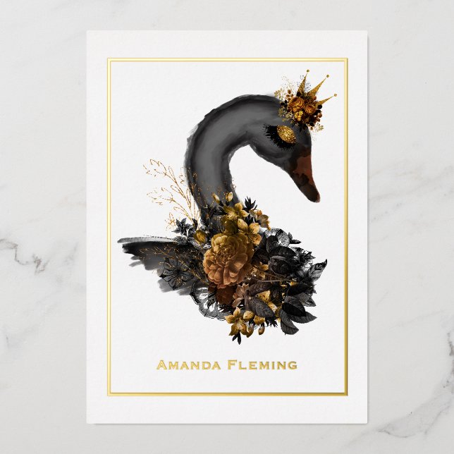 Black Swan Quinceañera Foil Invitation (Front)