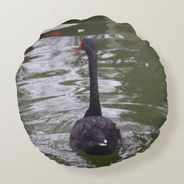Black Swan Round Pillow (Back)