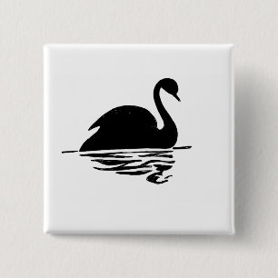 Black Swan Silhouette 2 Inch Square Button