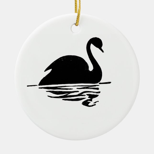 Black Swan Silhouette Ceramic Ornament (Front)