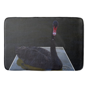 Black Swan Swimming In Dimensional Pond, Bath Mat