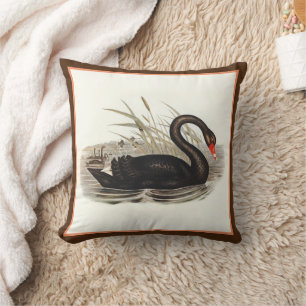 Black Swan Vintage Throw Pillow