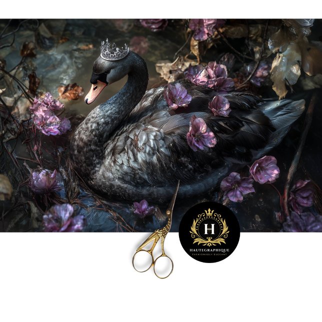 Black Swan with Purple Florals Decoupage  Tissue Paper (Creator Uploaded)