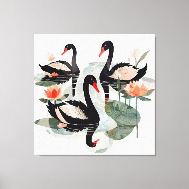 Black Swans Canvas Print (Front)
