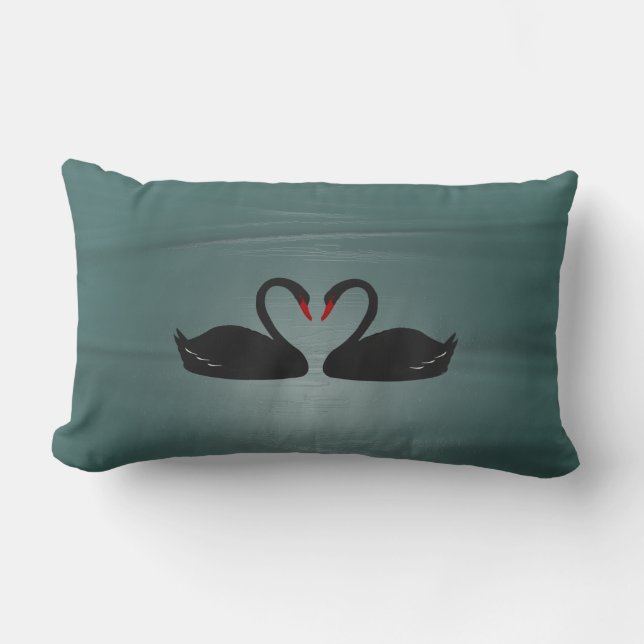 Black Swans Lumbar Pillow (Front)