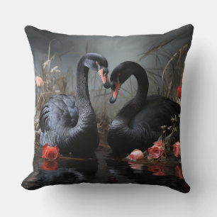 Black swans throw pillow