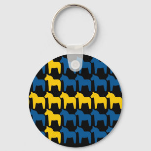 Black Sweden Dala Flag Keychain