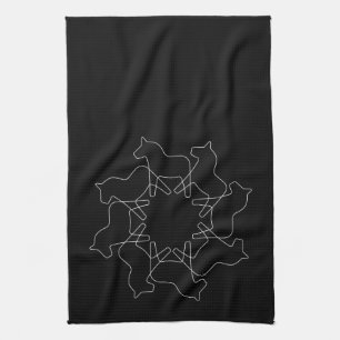 Black Swedish Dala Horse Snowflake Kitchen Towel