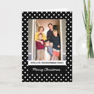 Black Sweet Polka Dot Holiday Photo Greeting Card