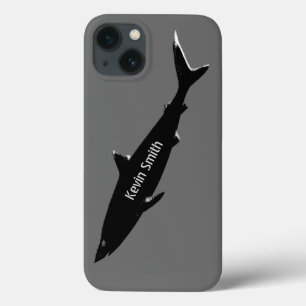 black swimming shark personalized iPhone 13 case