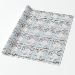 Black Swirl 60th Wedding Anniversary Photo Wrapping Paper<br><div class="desc">This diamond wedding anniversary gift wrapping paper features a black swirl damask pattern as the background,  a light blue wavy stripe across the centre and an oval customizable photo frame. Customizable text allows you to add the names of the couple.</div>