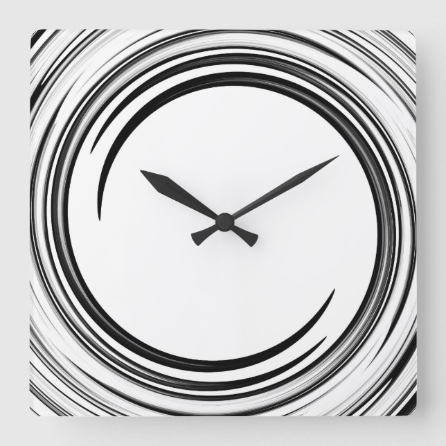 Black Swirl Abstract Art #2 Square Wall Clock (Front)