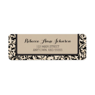 Black Swirl Damask sur Tan