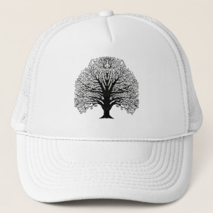 Black Swirl Tree Trucker Hat