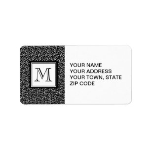 Black Swirls, Custom Monogram, Your Initial Label