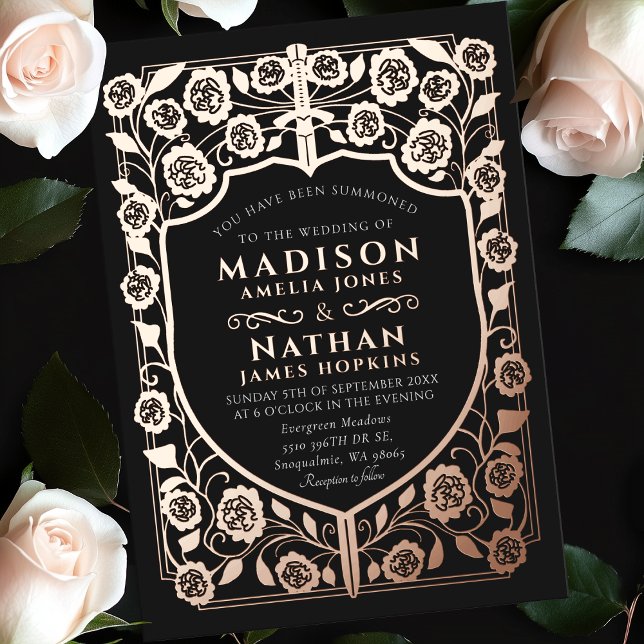 Black Sword Shield Medieval Monogram Wedding (Creator Uploaded)