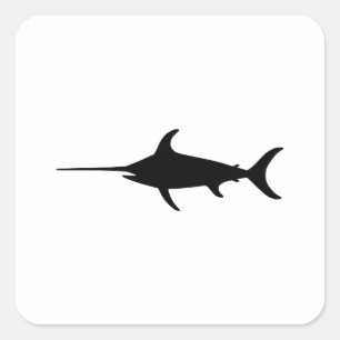 Black Swordfish Square Sticker