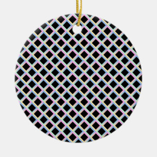 Black Symmetric Diamonds with Gradient Frames Ceramic Ornament