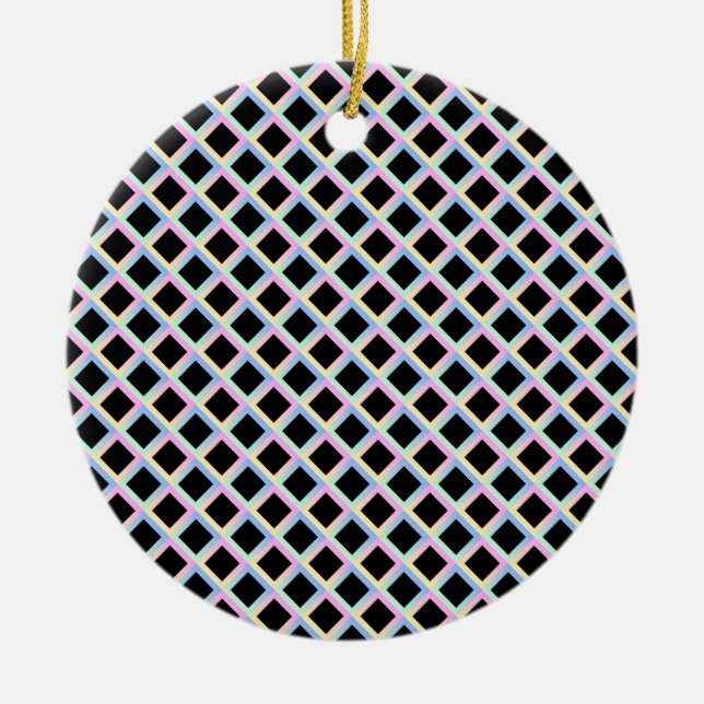 Black Symmetric Diamonds with Gradient Frames Ceramic Ornament (Front)