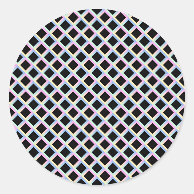 Black Symmetric Diamonds with Gradient Frames Classic Round Sticker (Front)