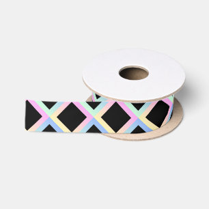 Black Symmetric Diamonds with Gradient Frames Satin Ribbon