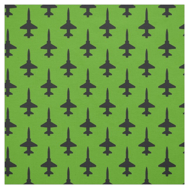 Black T-38 Talon Pattern on Green Fabric (Swatch)