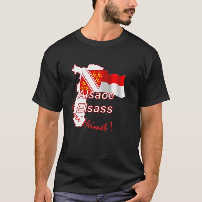 Black T-shirt "Alsace Elsass unsri Heimet" (Front)
