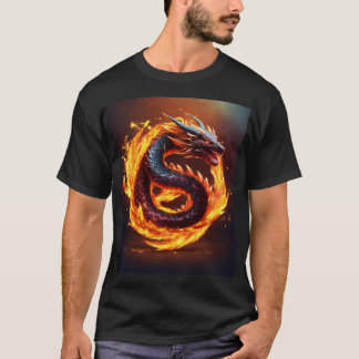 Black T-Shirt with a unique dragan disgn