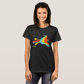 Black t-shirt with scarlet macaw by John Dyer