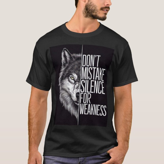 Black T_ shirt with wolf Design  (Front)