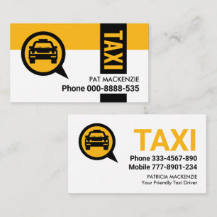 Black Tab On Yellow Taxi Layer Business Card