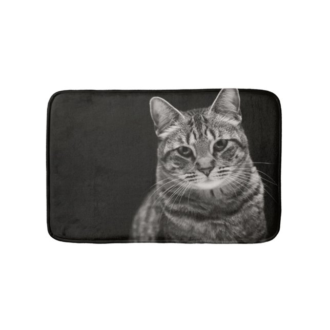 Black Tabby Kitten Bath Mat (Front)