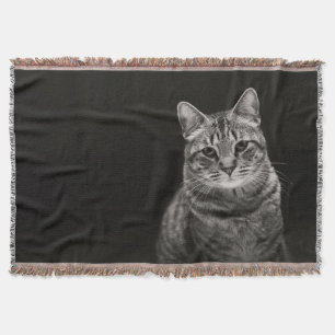 Black Tabby Kitten Throw Blanket