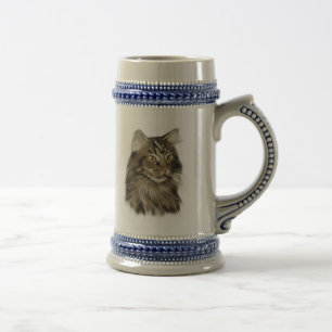 Black Tabby Maine Coon Cat Beer Stein