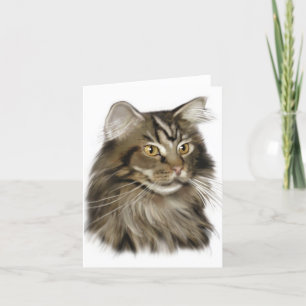 Black Tabby Maine Coon Cat Card