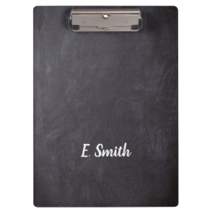 Black Table with White Chalk Name Clipboard