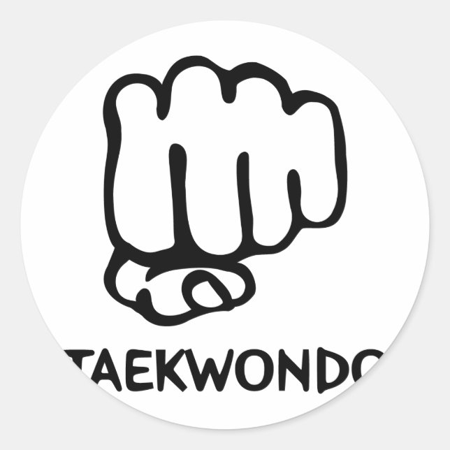 black taekwondo icon classic round sticker (Front)