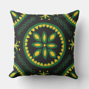 Black Talavera Tile Outdoor Pillow