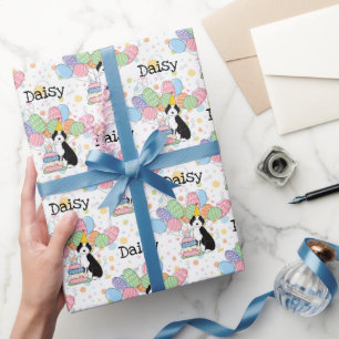 Black Tan Aussiedoodle Dog Birthday Party Wrapping Paper