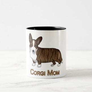 Black Tan Brindle Cardigan Welsh Corgi Mom Dog Lov Two-Tone Coffee Mug